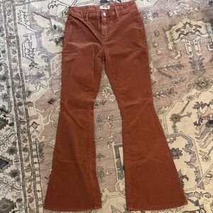 Rust Rock & Roll Cowgirl Flared Corduroy Pants
